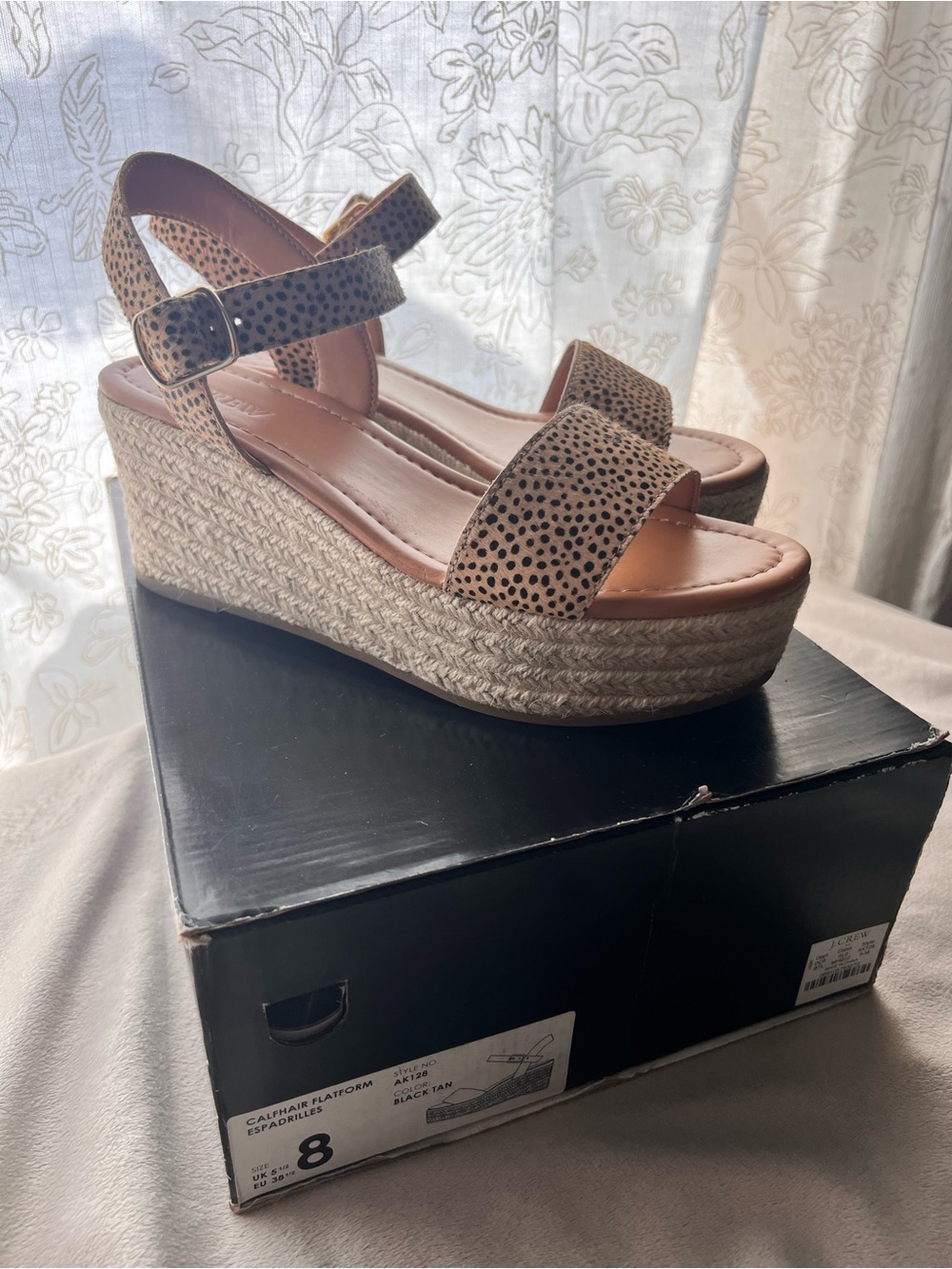 J. Crew Tan Leopard Platform Espadrilles